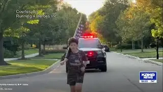 10-year-old runs miles for fallen Kansas officers