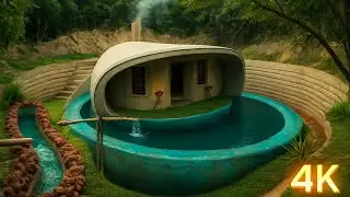 100 Days Building a Natural Underground pool House | Survival Challenge Project