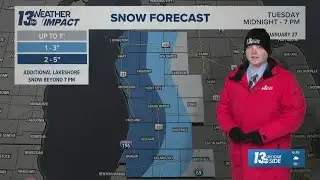 13 ON YOUR SIDE Forecast: More Snow Tuesday, Blustery Winds