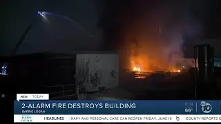 2-alarm fire destroys building