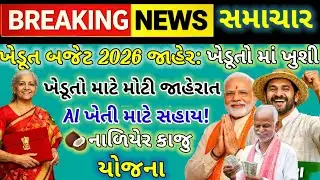  બજેટ 2026 માં ખેડૂતોને ઐતિહાસિક ભેટ/ Agriculture Budget 2026 : AI ખેતી |નારિયેળ–કાજુ યોજના |