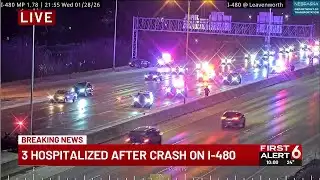3 hospitalized after crash on I-480