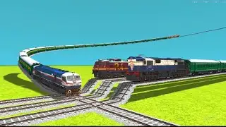 3 TRAINS CROSSING AROUND ON RISKY RAILROAD TRACKS | Train Simulator