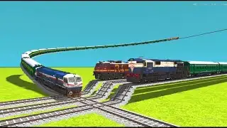3 TRAINS CROSSING AROUND ON RISKY RAILROAD TRACKS | Train Simulator