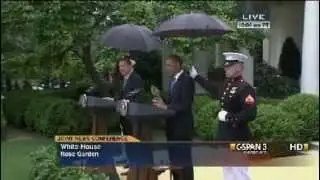 5/16/13 Obama calls in the Marines to hold his umbrella