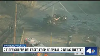 7 firefighters released from hospital, 2 being treated after explosion