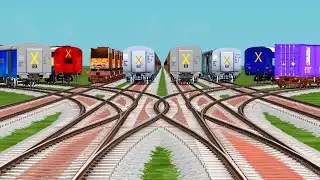 8 Trains Back To Back Crossing By Bumpy Forked Railroad Tracks || train gameplay || train simulator 