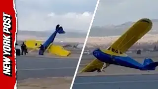 Aircraft ROCKED by Strong Winds in Montana — as Plane Flips Over