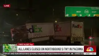 All lanes closed on northbound 5 Freeway in Pacoima