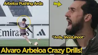 Alvaro Arbeloa Pushing Arda Guler in Shooting Drills as He Led His First Training Session Today
