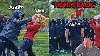 Antifa Bully Attacks Woman, Then a ALPHA Male Shows Up...