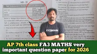 Ap 7th class fa3 MATHS question paper 2025 || 7th class fa3 Maths question paper || FA3 Maths paper