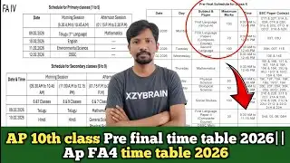 AP FA4 exam time table 2026|| Ap 10th pre final exams time table 2026||pre final,FA4 time table 2026