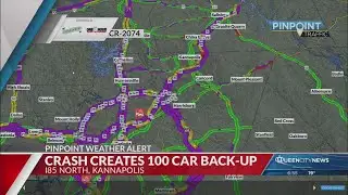 Around 100 vehicles stuck on I-85 amid snowstorm