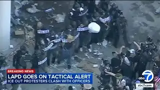 Arrests made as protesters clash with officers in DTLA after 