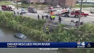 Asheville fire crews perform rescue after car crashes into river