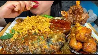 ASMR : Mutton Curry Fish Curry Chicken Curry and Rice II #mukbang #asmreating #trending