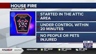 Attic fire damages Green Bay home, displaces 4