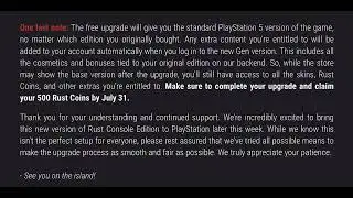 Bad News For Playstation Rust Players- Next Gen