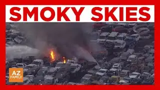 Big junkyard fire burns in south Phoenix