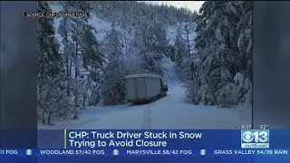 Big Rig Driver Gets Stuck In Snow Trying To Avoid Closure