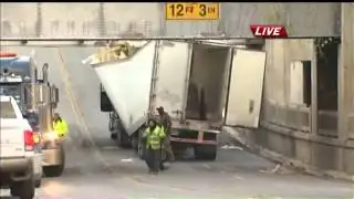 Big Rig Gets Stuck Under Bridge Overnight
