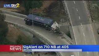 Big Rig Overturns On 710 Transition Road To 405 Freeway