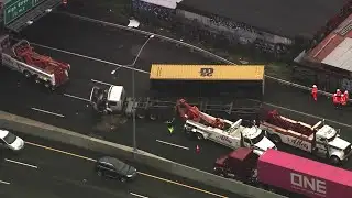 Big rig overturns on I-880 in Oakland