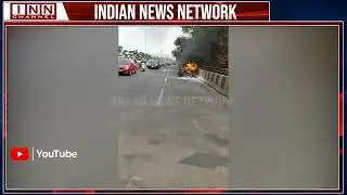 Bike catches fire on Durgam Cheruvu Cable Bridge