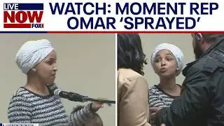 BIZARRE MOMENT: Omar rushed and "sprayed" by protester [GRAPHIC]