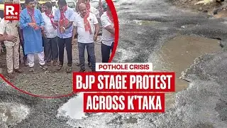 BJP Workers Stage Protest Across Karnataka Against Siddaramaiah Government Over Pothole Crisis