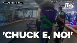 Bodycam shows Chuck E. Cheese mascot arrest mid-shift