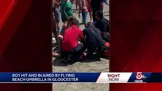 Boy hit, injured by flying beach umbrella