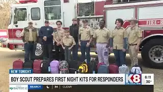 Boy Scout creates First Night kits for fire victims
