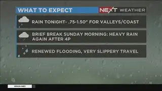 Break in constant rain expected Sunday morning