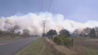 BREAKING: Crews battle large brush fire spreading rapidly in far south-side San Antonio
