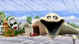 BREAKING NEWS!!! POCONG TRAIN VS HAMOOD HABIBI TRAIN VS HUNGRY WORM TRAIN 🫣🤪👻