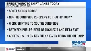 Bridge work to shift lanes Monday