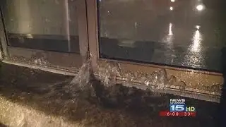 Broken pipe floods old police station