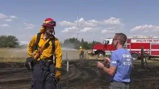 Brush pile sparks grass fire on Fowler Lane, multiple agencies respond