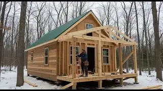 Building a Small Cabin in Harsh Snow Conditions – Full Construction Journey