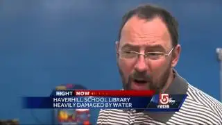 Burst pipe damages school library
