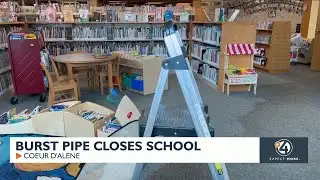Burst pipes close school and library
