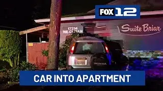 Car crashes into Gresham apartment complex, displacing family
