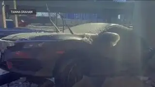 Car encased in ice towed from scene