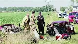 Car splits in half in crash
