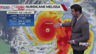 Category 5 Hurricane Melissa on final approach to Jamaica