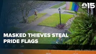 CAUGHT ON VIDEO: Masked thieves rip down pride flags - NBC 15