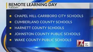 Central NC school districts on remote learning Tuesday