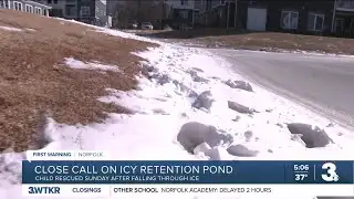 Child rescued from frozen retention pond in Norfolk